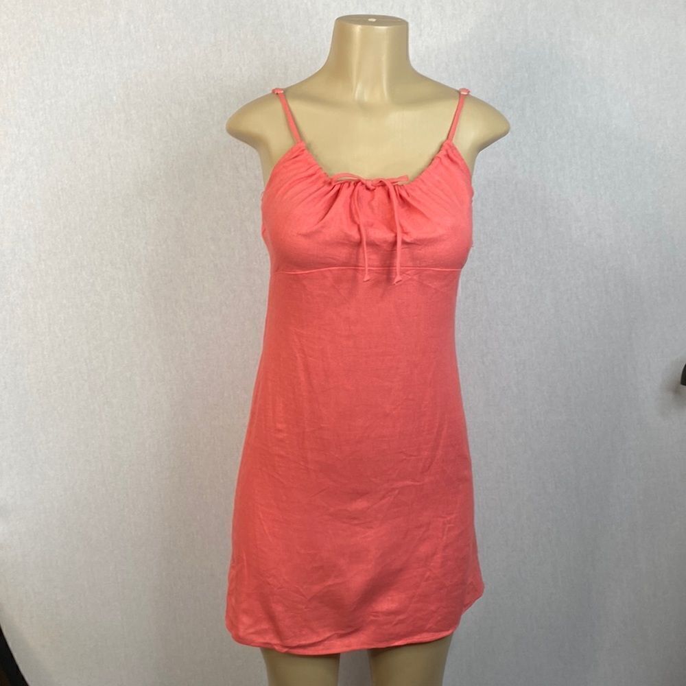 Bebop Juniors Sz 3 Coral linen adjustable spaghetti strap dress. Great Condition